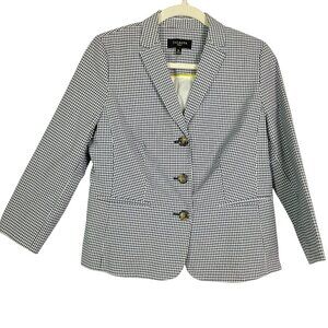 Talbots 10 Petite Blue White Gingham Cotton Blazer Lined